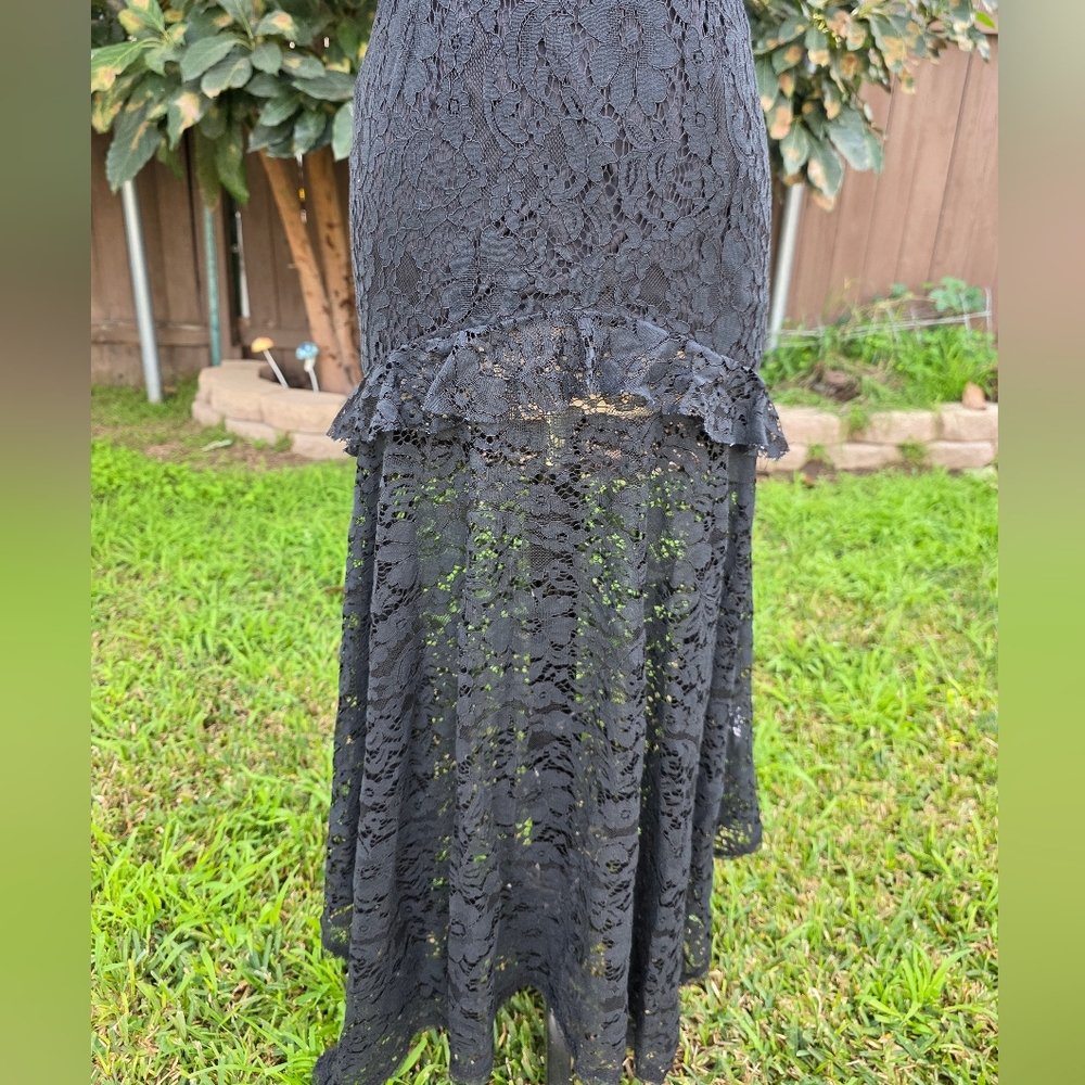 La Pateau Long Black Intricate Lace Dress Size Small Witchy Goth - Picture 10 of 13